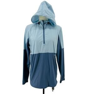 Moxie Cycling Co Two Tone Blue Pull Over 1/4 Zip Hoodie Womens Medium